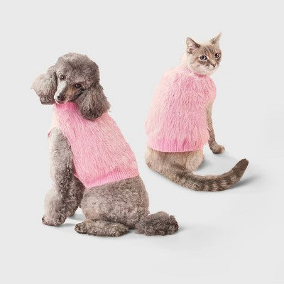 Pink Eyelash Dog and Cat Sweater - Boots & Barkley XS