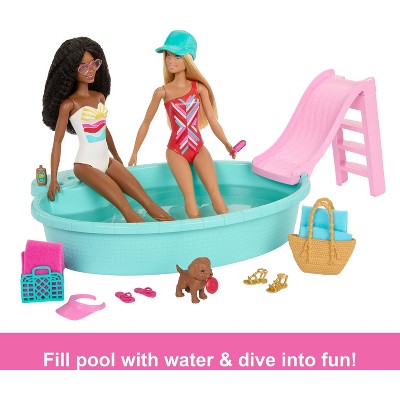 Barbie Playset with 2 Fashion Dolls, Convertible Toy Car & Pool (LOCAL PICKUP ONLY)