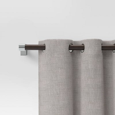 36"-66" Dark Faux Wood Curtain Rod Nickel - Threshold: Single Steel Rod, Quick Mount, 0.875" Diameter (LOCAL PICKUP ONLY)