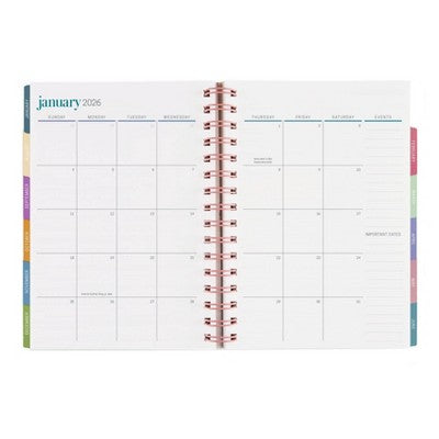 Erin Condren July 2025 - June 2026 Academic Planner A5 Colorblock Circles Coral
