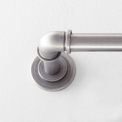36"-66" French Pipe Curtain Rod Pewter - Threshold: Adjustable Metal, Antique Finish, 30lb Capacity (LOCAL PICKUP ONLY)