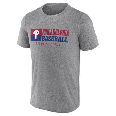 MLB Philadelphia Phillies Men's Gray Short Sleeve T-Shirt - S: Crew Neck, Tagless