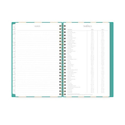 Rhi James for Blue Sky Weekly/Monthly Planner 15 Month Wirebound 5"x8" Textured Paper Hardcover - Teal Stripe