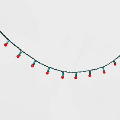 60ct LED Faceted Sphere Christmas String Lights Red with Green Wire - Wondershop: Indoor/Outdoor, 3mm LED