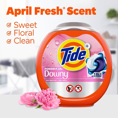 Tide April Fresh Power Pods with Downy HE Compatible Laundry Detergent Pacs - 63ct