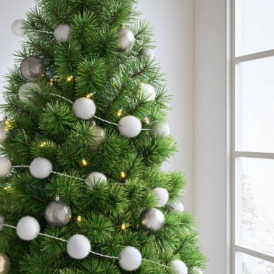 3pk 6' Pom Pom Christmas Tree Garland White - Wondershop