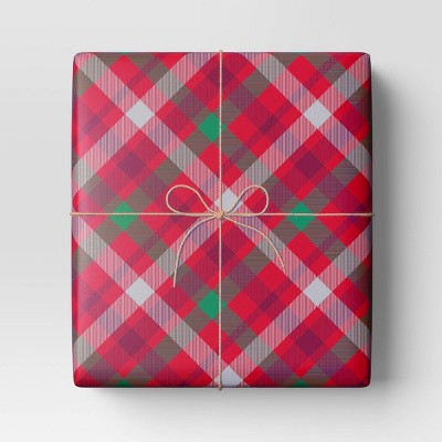 40" 220 sq ft Christmas Roll Wrap Red and Green Plaid - Wondershop (LOCAL PICKUP ONLY)