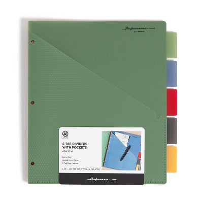 U Brands Performance 5 Tab Poly Dividers with Pockets Gem Tone: File Organizer, Notebook Dividers for Binder, Letter Size