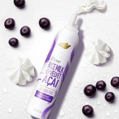 Dove Beauty Whipped Shower Foam - Rice Milk & Velvet Acai - 10.3oz: Paraben-Free, Sulfate-Free, Vegan, Normal/Combination Skin