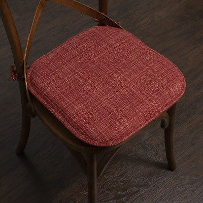 Aria Memory Foam Non-Slip Chair Cushion Pad with Ties, Burgundy, 2 Pack