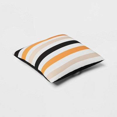 16" Square Halloween Reversible Throw Pillow Skeleton - Hyde & EEK! Boutique: Cotton Weave, Indoor/Outdoor Use