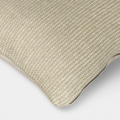Square Chunky Linen Pillow with Exposed Zipper Green - Threshold