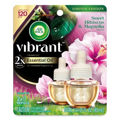 Air Wick Vibrant Scented Oil Air Freshener Refill - Sweet Hibiscus & Magnolia - 0.34 fl oz/2ct