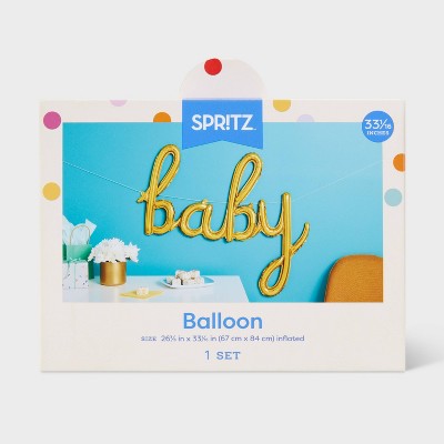 "baby" Script Foil Balloon Banner Gold - Spritz