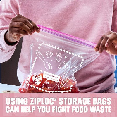 Ziploc Spring Berry Print Food Storage Quart Bags - 48ct: Seal Lock, Multipurpose, Snacks, Fruit and Vegetables