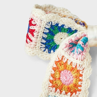 Knitted Quilt Floral Bow Hair Barrette - Wild Fable Off-White/Orange/Yellow