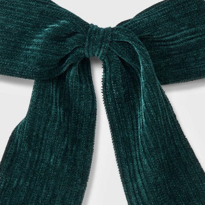 Ribbed Velvet Bow Hair Barrette - Universal Thread Dark Green
