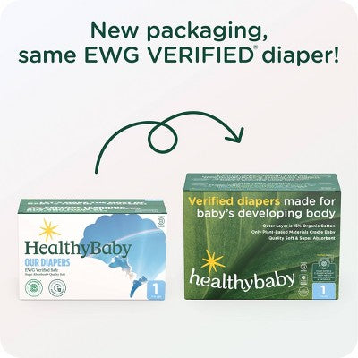 HealthyBaby Certified Safe Organic Cotton Enhanced Diapers - Size 1 - 66ct
