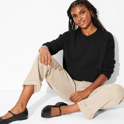 Women's Crewneck Value Pullover Sweater - Wild Fable Black L