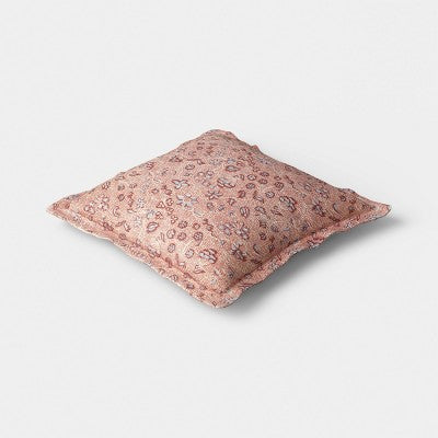 18"x18" Square Floral Printed Throw Pillow Warm Blue -Threshold