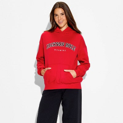 Women's Oversized Graphic Hooded Pullover Sweatshirt XS