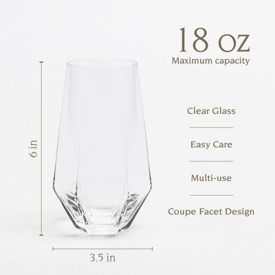 over&back 18 fl oz Facet Tall Tumbler Clear