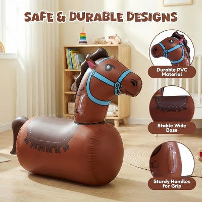 BATHWA Inflatable Bouncy Toy for Kids Ages 5+ 220lbs Capacity Ride-On Toys w/Pump Puncture-Resistant Saddle Design In/Outdoor Jumping Horse 1 PCS