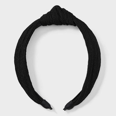 Textured Top Knot Headband - A New Day Black: Recycled Polyester, Solid Pattern, All Hair Types