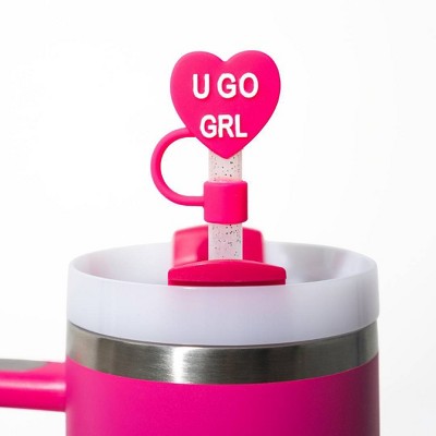 CharCharms 4pk Straw Toppers Pink