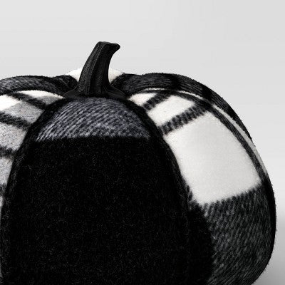 5.75" Brushed Plaid Knit Pumpkin Halloween Decorative Figurine Black- Hyde & EEK! Boutique: Modern Style, Indoor Harvest Theme