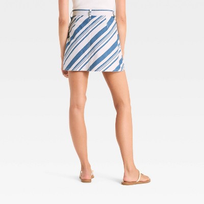 Women's Striped Denim Mini Skirt - Universal Thread Navy 00