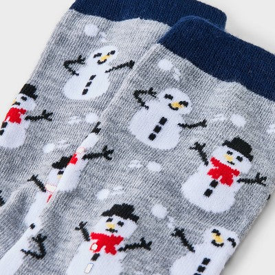Women's Snowman Christmas Crew Socks - Wondershop Heather Gray/Navy 4-10