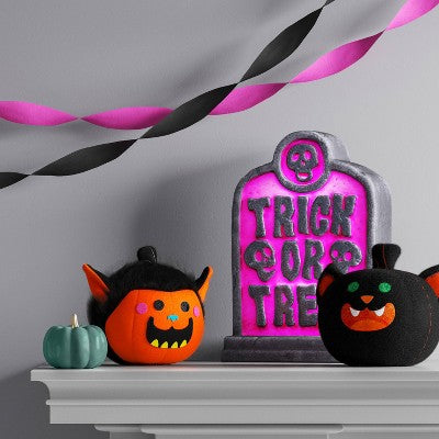 Fabric Pumpkin Black Cat Figurine - Hyde and EEK! Boutique