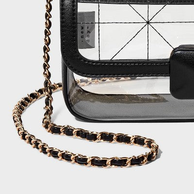 Elongated Refined Crossbody Bag - A New Day Clear: Shell, Adjustable Strap, Structured Design