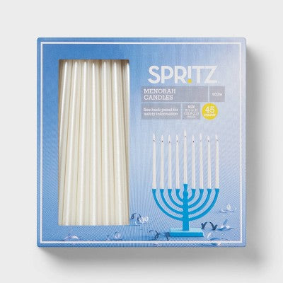 45ct 5.5" Menorah Hanukkah Menorah Wax Candles White Pearlized - Spritz