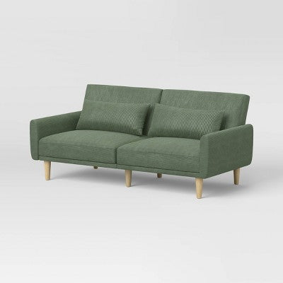 72" Mid Century Modern Futon Sofa Corduroy Dark Green - Room Essentials (LOCAL PICKUP ONLY)
