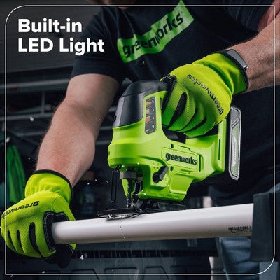 Greenworks POWERALL 24V Cordless Brushless 1'' Jigsaw with 1.5Ah Battery and Charger