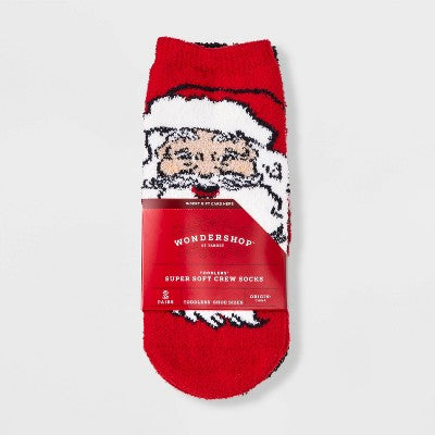 Toddler 2pk Santa Christmas Cozy Socks with Gift Card Holder - Wondershop Red 2T-3T