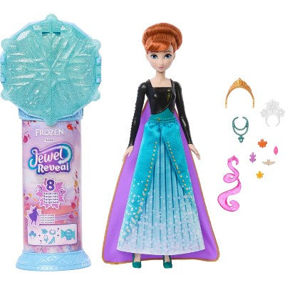 Disney Frozen Jewel Reveal Anna Fashion Doll Gem Box & 10 Accessories