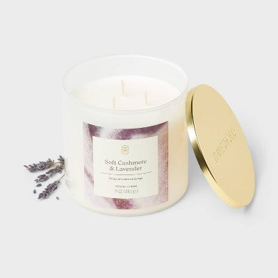 3-Wick 7mm Lidded Glass Jar Candle Soft Cashmere and Lavender White 19oz - Threshold