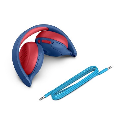 JLab JBuddies Bluetooth Wireless ANC Kids' Headphones - Blue/Red: Over-Ear, Built-In Mic