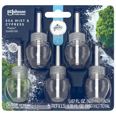 Glade PlugIns Scented Oil Air Freshener Refills - Sea Mist & Cypress - 3.35 fl oz/5pk