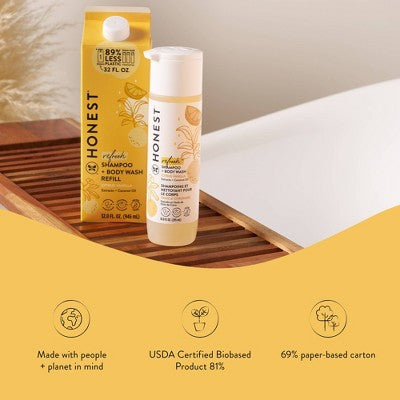 The Honest Company Refresh Shampoo + Body Wash Refill - Citrus Vanilla - 32 fl oz: Basic Cleansing, All Hair Types, Daily Use