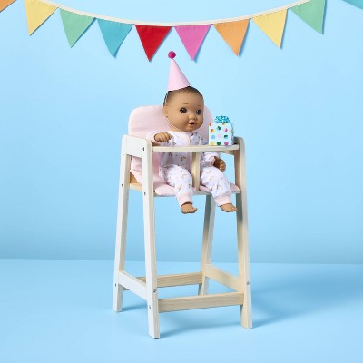 Baby Doll Wooden High Chair - Gigglescape: Fits All Doll Sizes, 2-Piece Set, Wood Material, Baby & Infant Theme