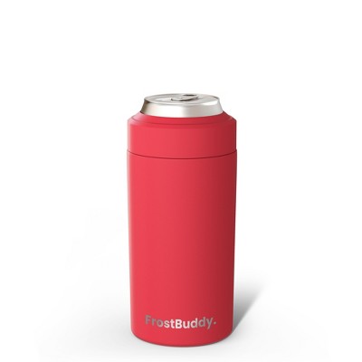 FrostBuddy Universal Buddy Insulated Can Cooler | Fits 12 / 16 Oz Cans, Slim Cans & Bottles | Stainless Steel Drink Holder Red