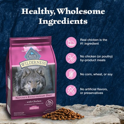 Blue Buffalo Wilderness High Protein Natural Small Breed Adult Dry Dog Food plus Wholesome Grains with Chicken - 4.5lbs