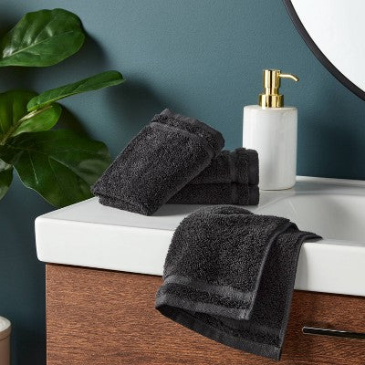 4pk Total Fresh Antimicrobial Washcloth Set Black - Threshold