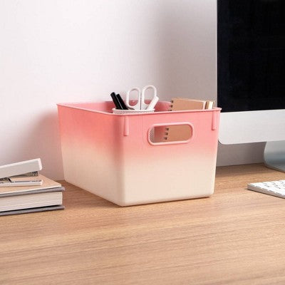 Isaac Jacobs 2pk 7"x8.11" Decorative Storage Ombre Bin Pink