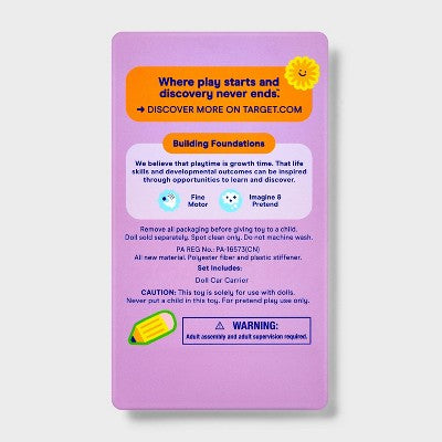 Pink Dot Bear Doll Car Carrier for 14" - 16" Dolls - Gigglescape