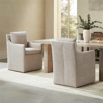 Spruce&Spring Dining Arm Chair with Caster Wheels Fabric Fully Assembled, Single, Green, Fabric (LOCAL PICKUP ONLY)